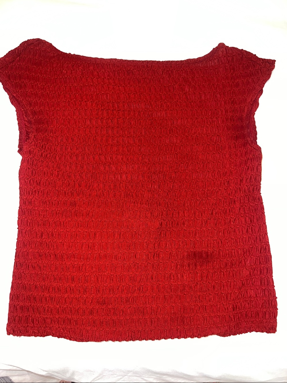 Reformation Deep Red Textured Short Sleeve Top